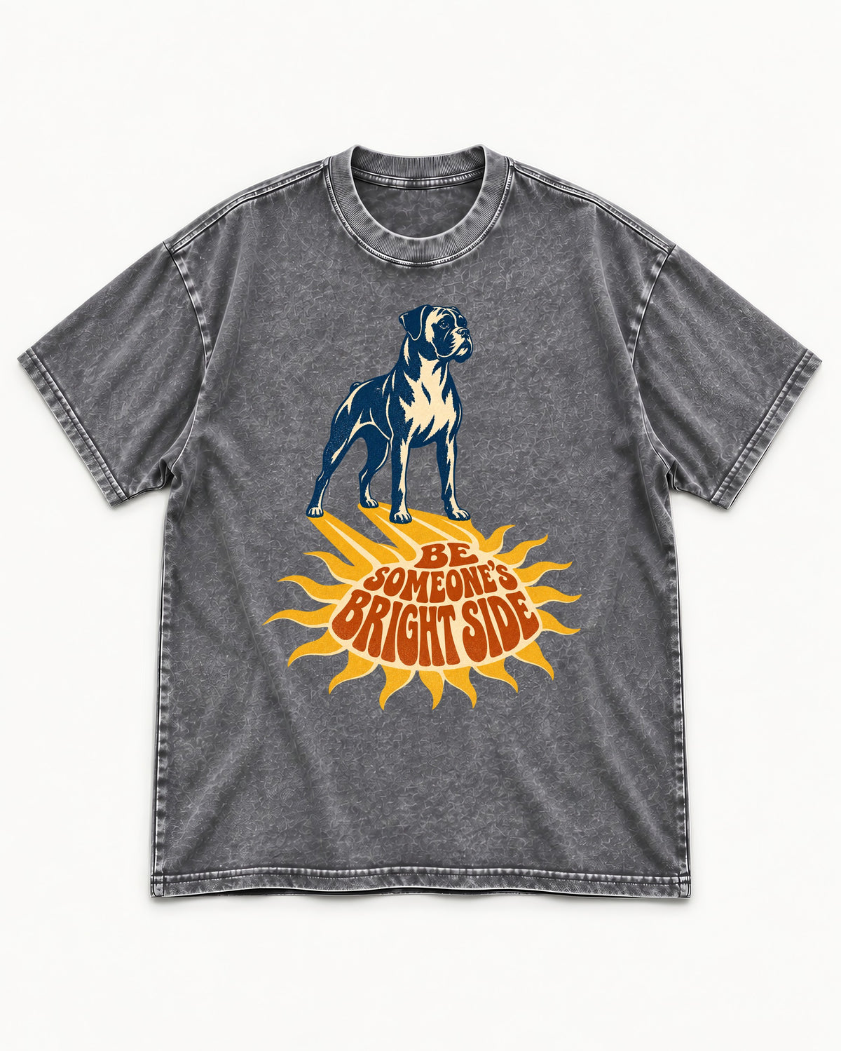Boxer Be Someone's Bright Side Washed Tee in Gray, flat lay product photo