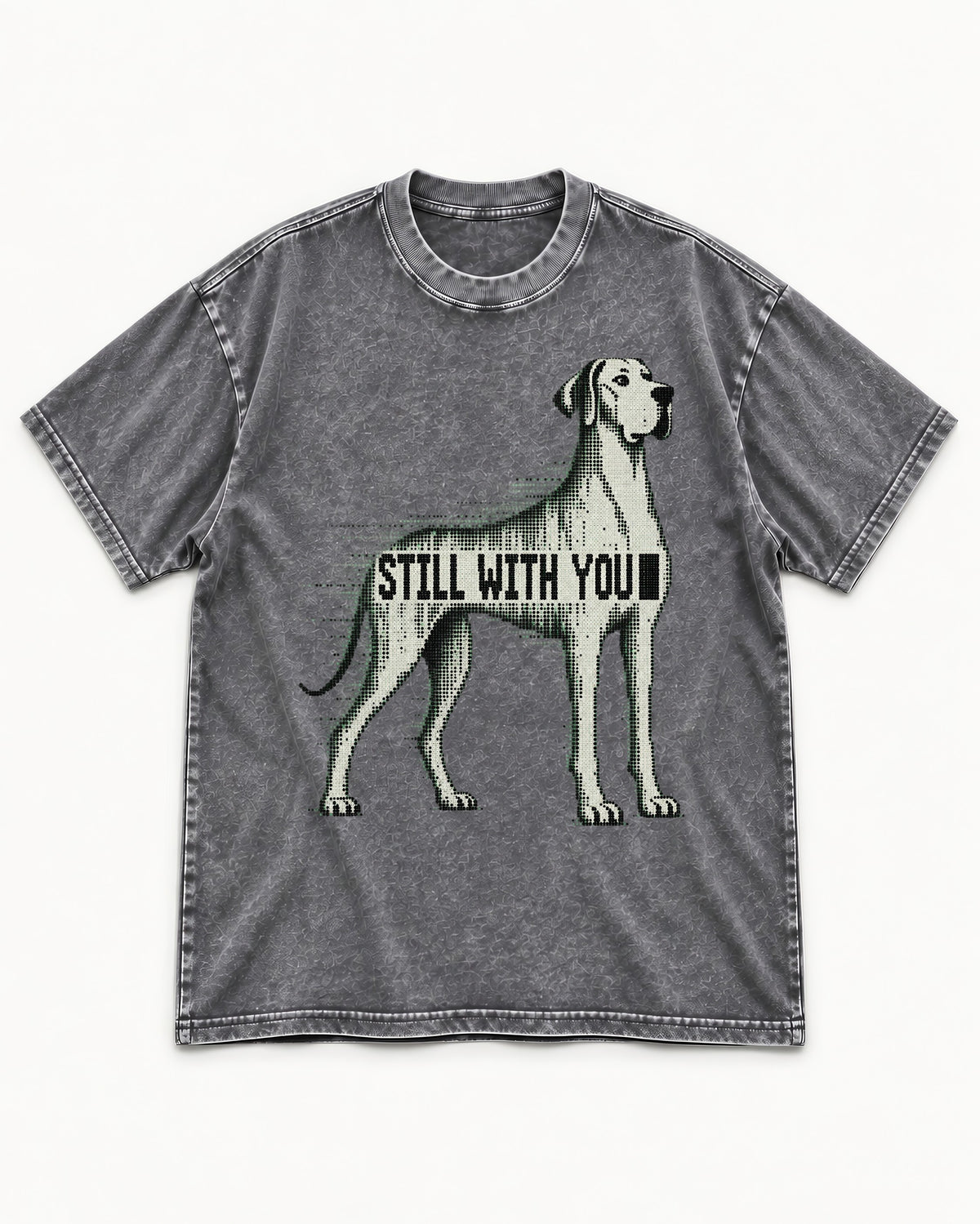 Still with You Great Dane Washed Tee in Gray, flat lay product photo