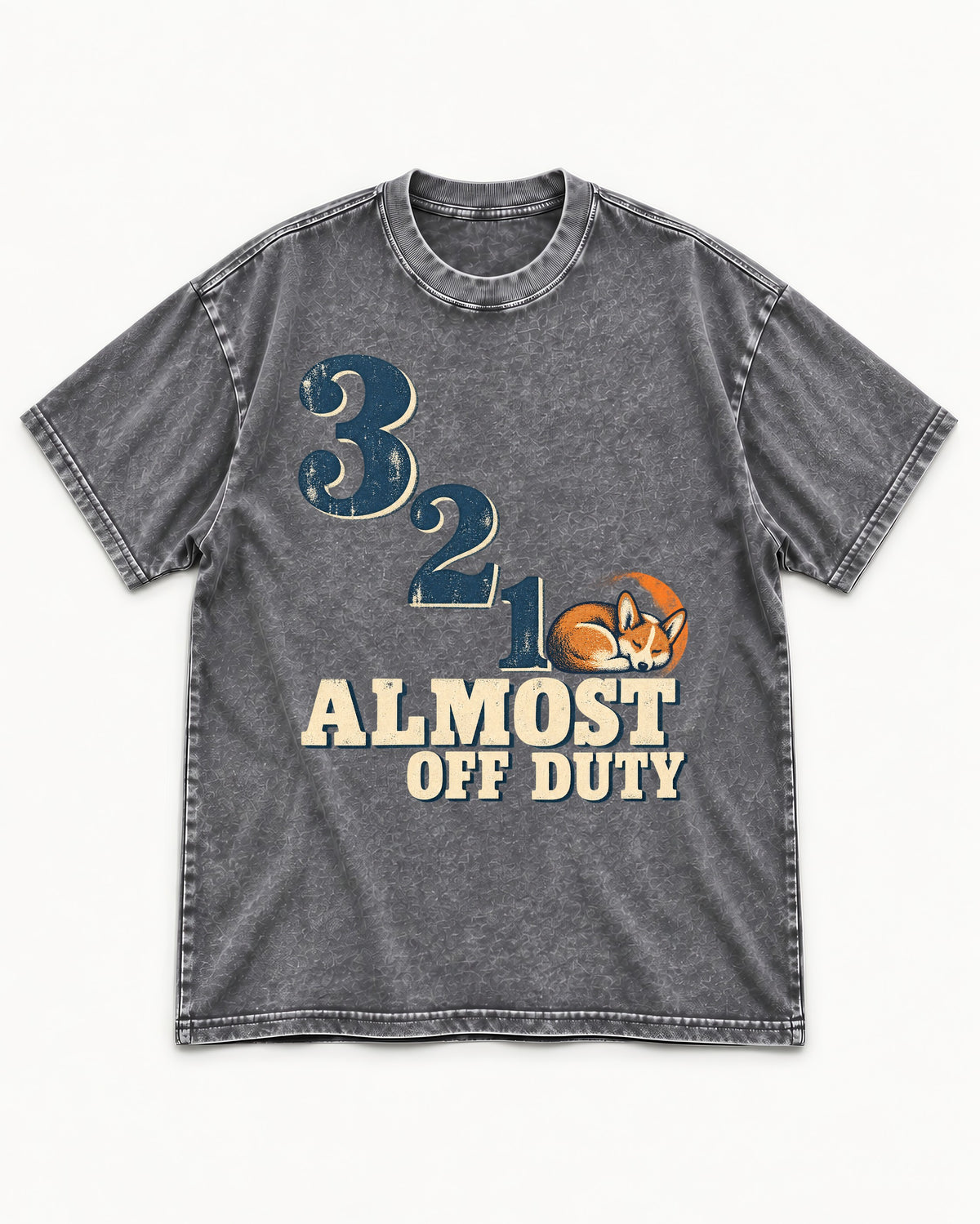 Corgi Almost Off Duty Washed Tee in Gray, flat lay product photo