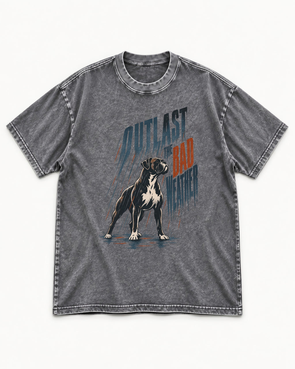 Boxer Outlast the Bad Weather Washed Tee in Gray, flat lay product photo