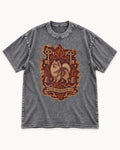 Pomeranian Petite Revolution Ornate Key Emblem Graphic Washed Tee in Gray, flat lay product photo