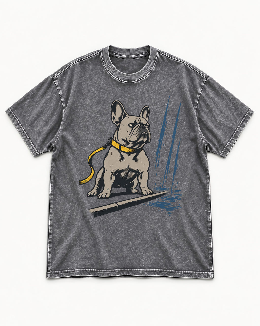 Frenchie Has Standards Washed Tee in Gray, flat lay product photo