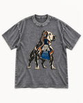 Pitbull Choose Depth Over Image Layered Cutaway Graphic Washed Tee in Gray, flat lay product photo