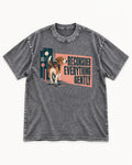 Beagle Reconsider Everything Gently Retro Graphic Washed Tee in Gray, flat lay product photo
