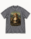 Smile Under Review Beagle Portrait Washed Tee in Gray, flat lay product photo