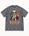 Shih Tzu You Have Been Selected Uncle Sam Graphic Washed Tee in Gray, flat lay product photo
