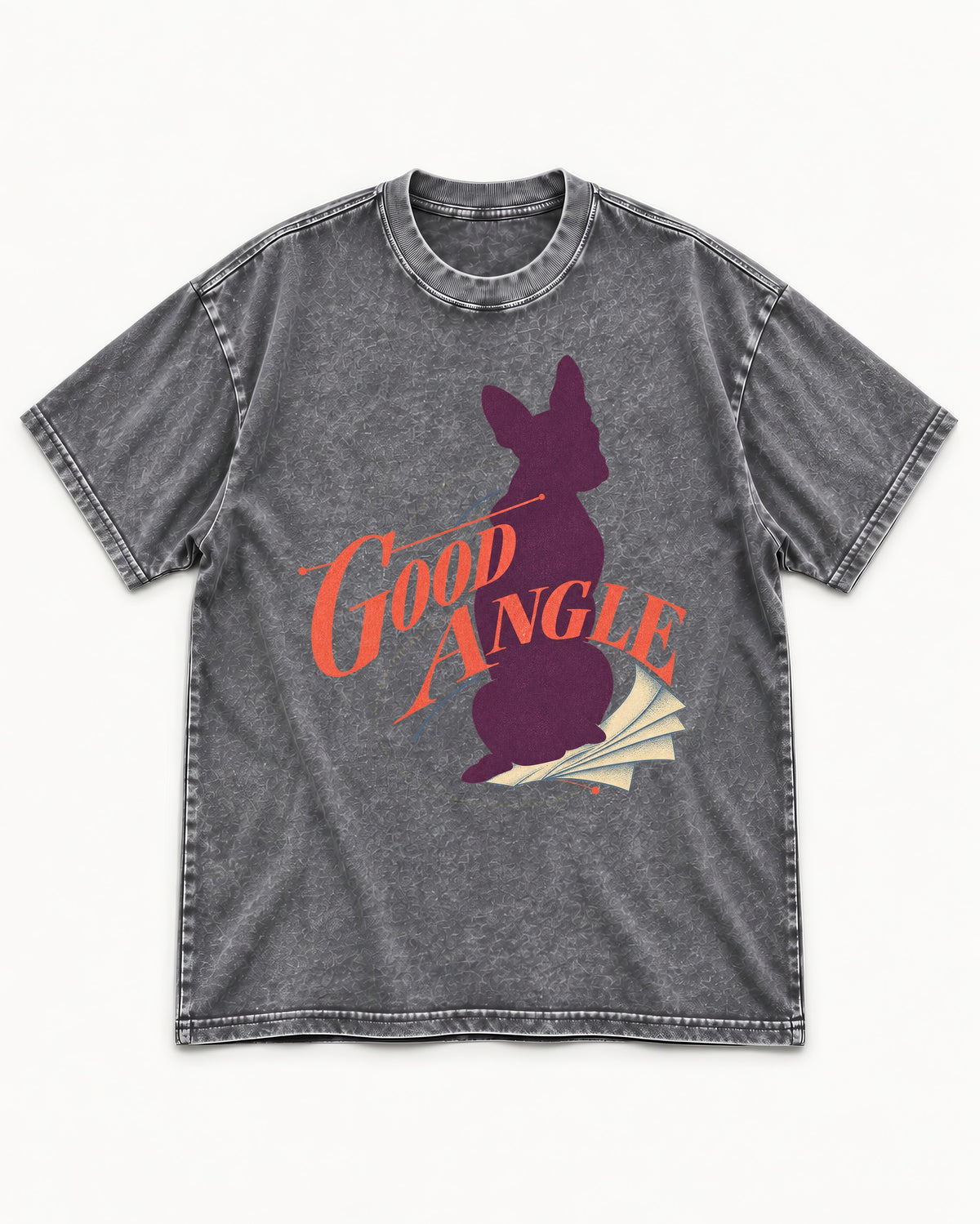 Good Angle Boston Terrier Paper Graphic Washed Tee in Gray, flat lay product photo