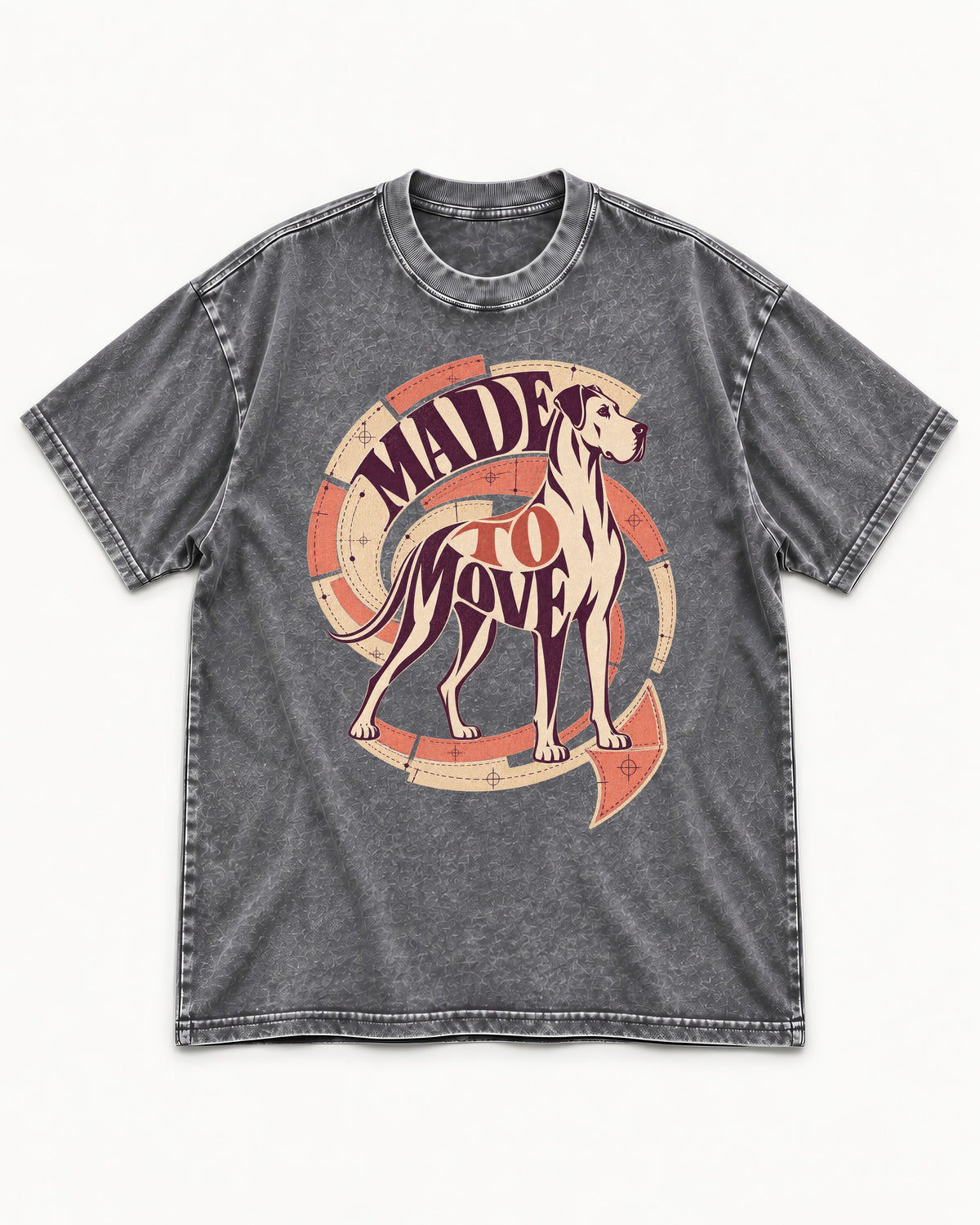 Great Dane Made to Move Washed Tee in Gray, flat lay product photo