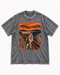 Monday Found Me Beagle Scream Scene Washed Tee in Gray, flat lay product photo