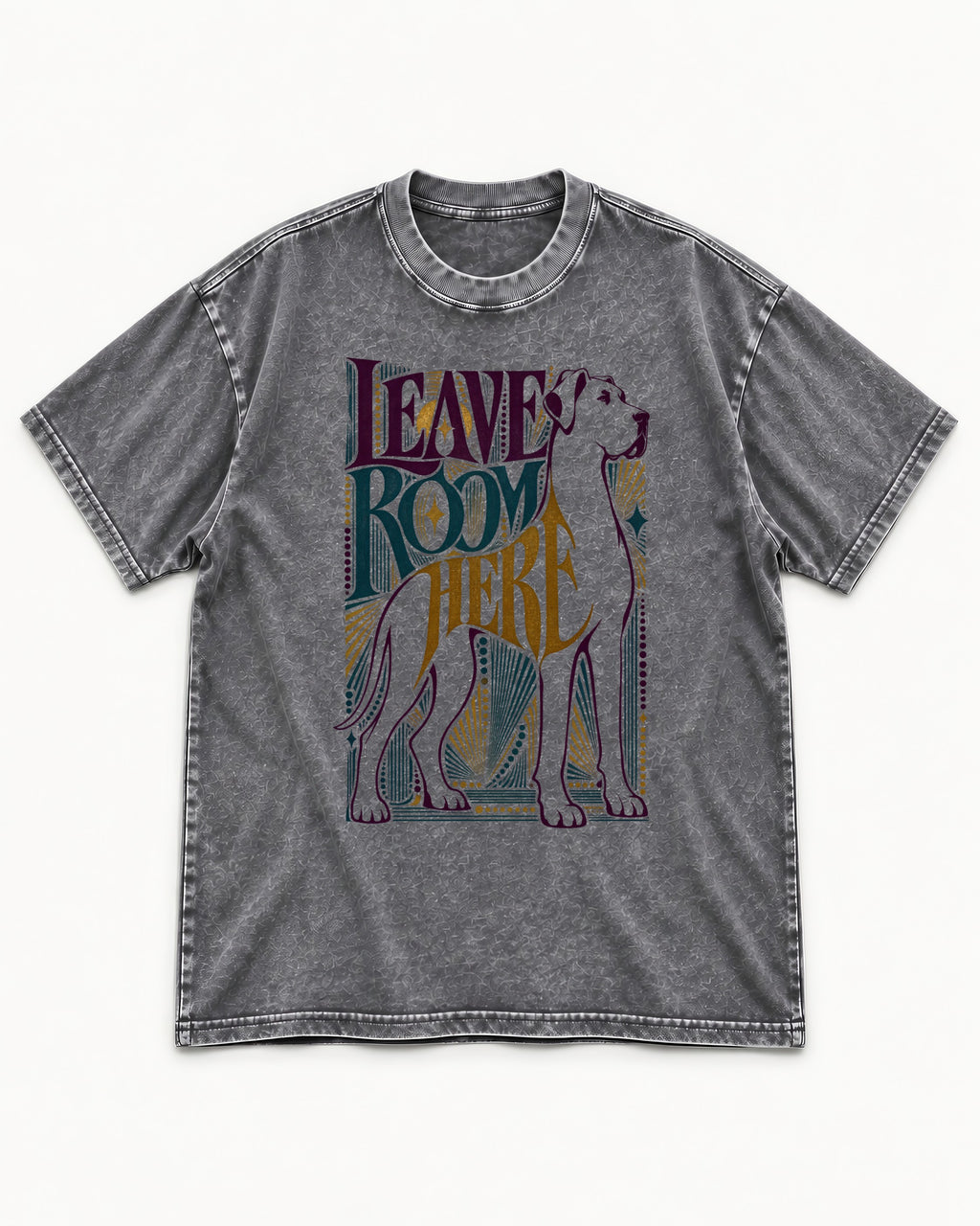 Leave Room for Great Dane Washed Tee in Gray, flat lay product photo