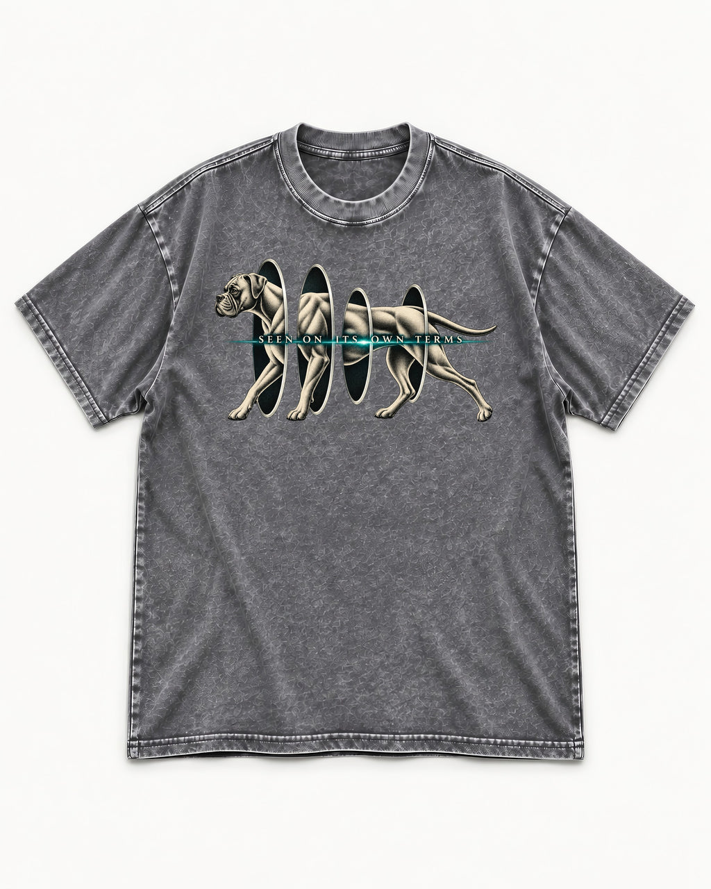 Boxer On Its Own Terms Washed Tee in Gray, flat lay product photo