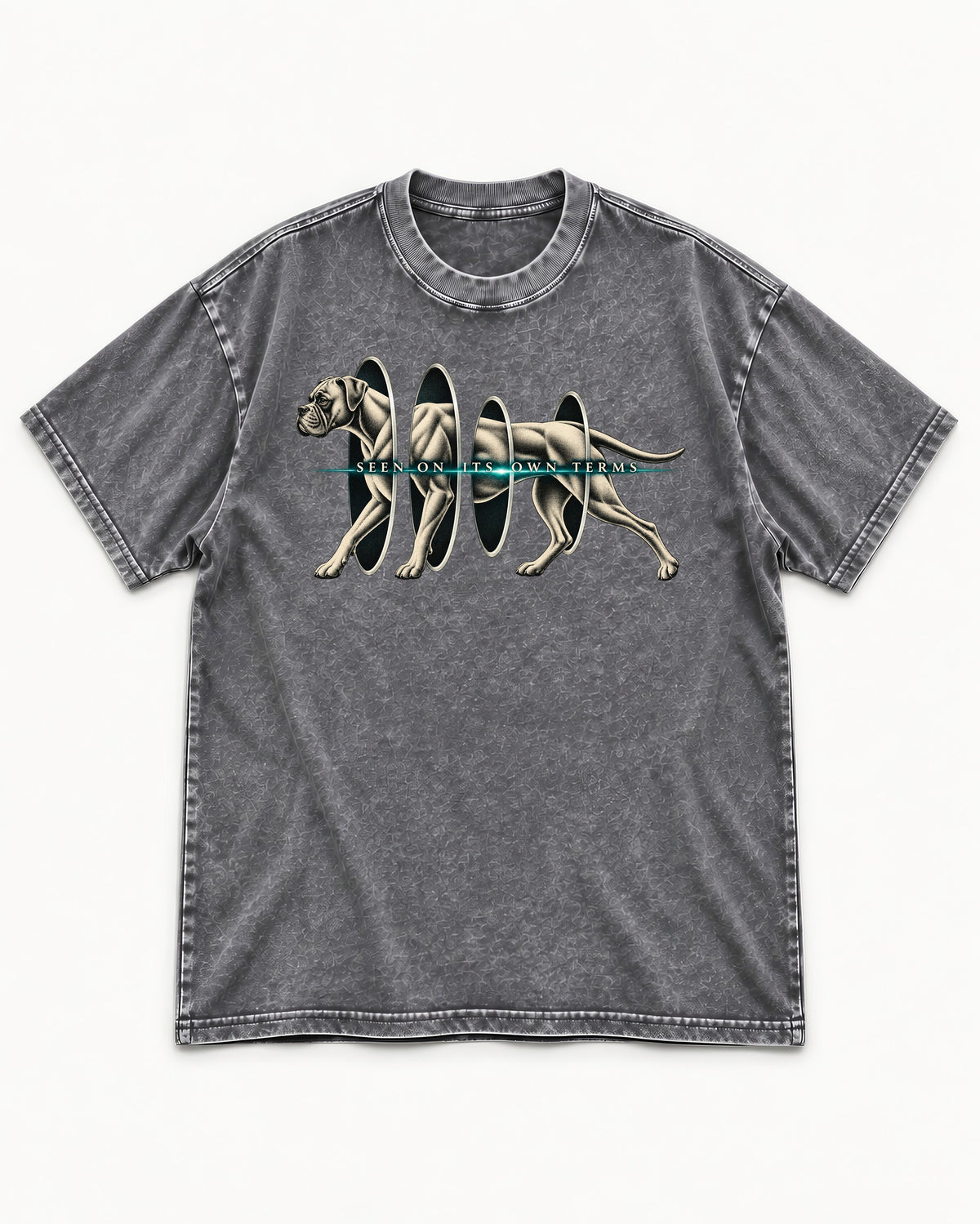 Boxer On Its Own Terms Washed Tee in Gray, flat lay product photo