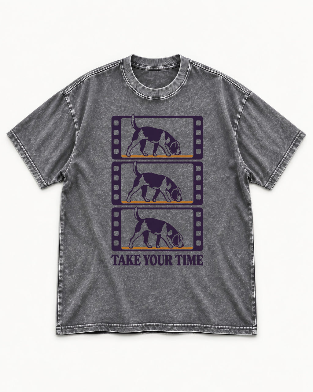 Beagle Take Your Time Washed Tee in Gray, flat lay product photo