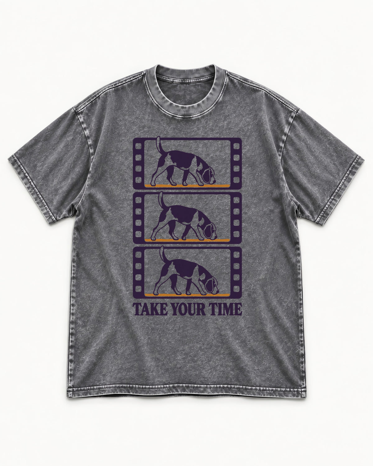 Beagle Take Your Time Washed Tee in Gray, flat lay product photo