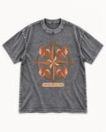 Pomeranian Textile Atlas Compass Rose Graphic Washed Tee in Gray, flat lay product photo