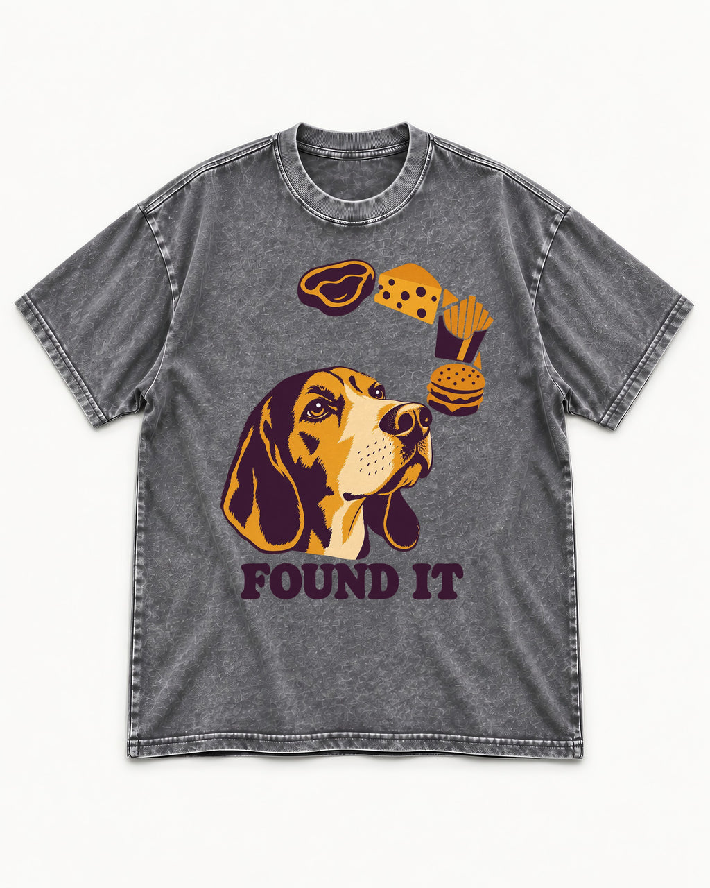 Beagle Found It Washed Tee in Gray, flat lay product photo