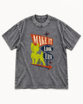 Yorkshire Terrier Make It Look Easy Retro Sign Graphic Washed Tee in Gray, flat lay product photo