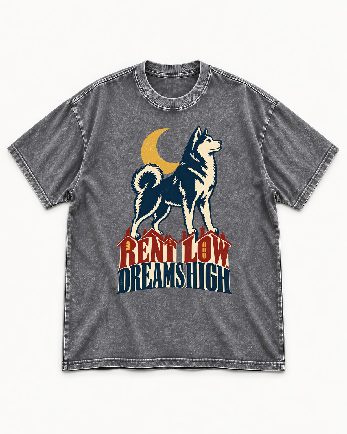 Husky Dreams High Washed Tee in Gray, flat lay product photo