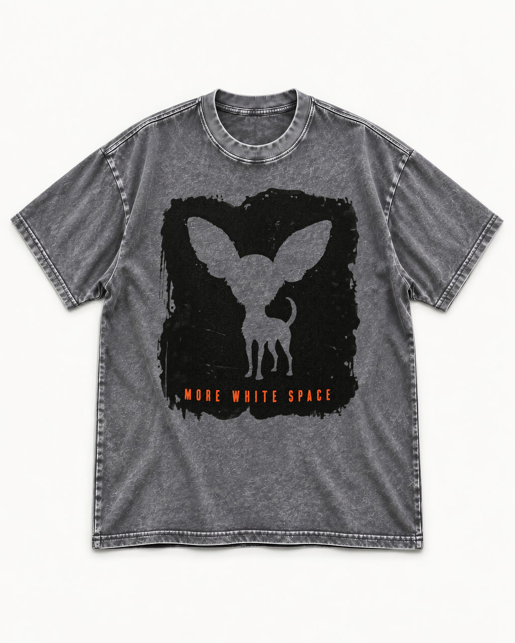More White Space Chihuahua Washed Tee in Gray, flat lay product photo