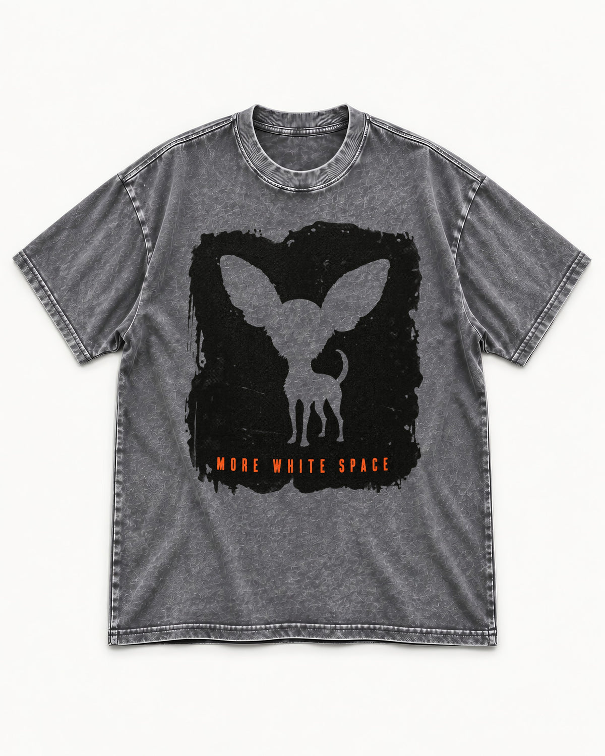 More White Space Chihuahua Washed Tee in Gray, flat lay product photo