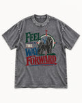 Shih Tzu Feel the Way Forward Compass Graphic Washed Tee in Gray, flat lay product photo