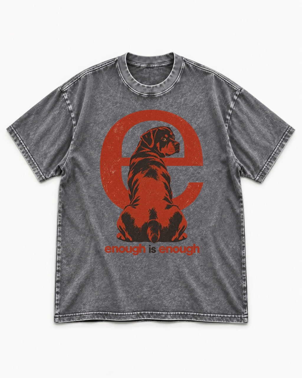 Rottweiler Enough Is Enough Washed Tee in Gray, flat lay product photo