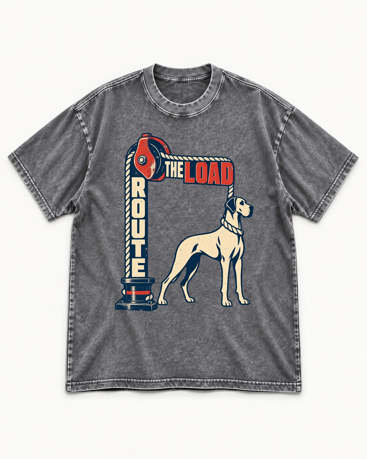 Great Dane Route the Load Washed Tee in Gray, flat lay product photo
