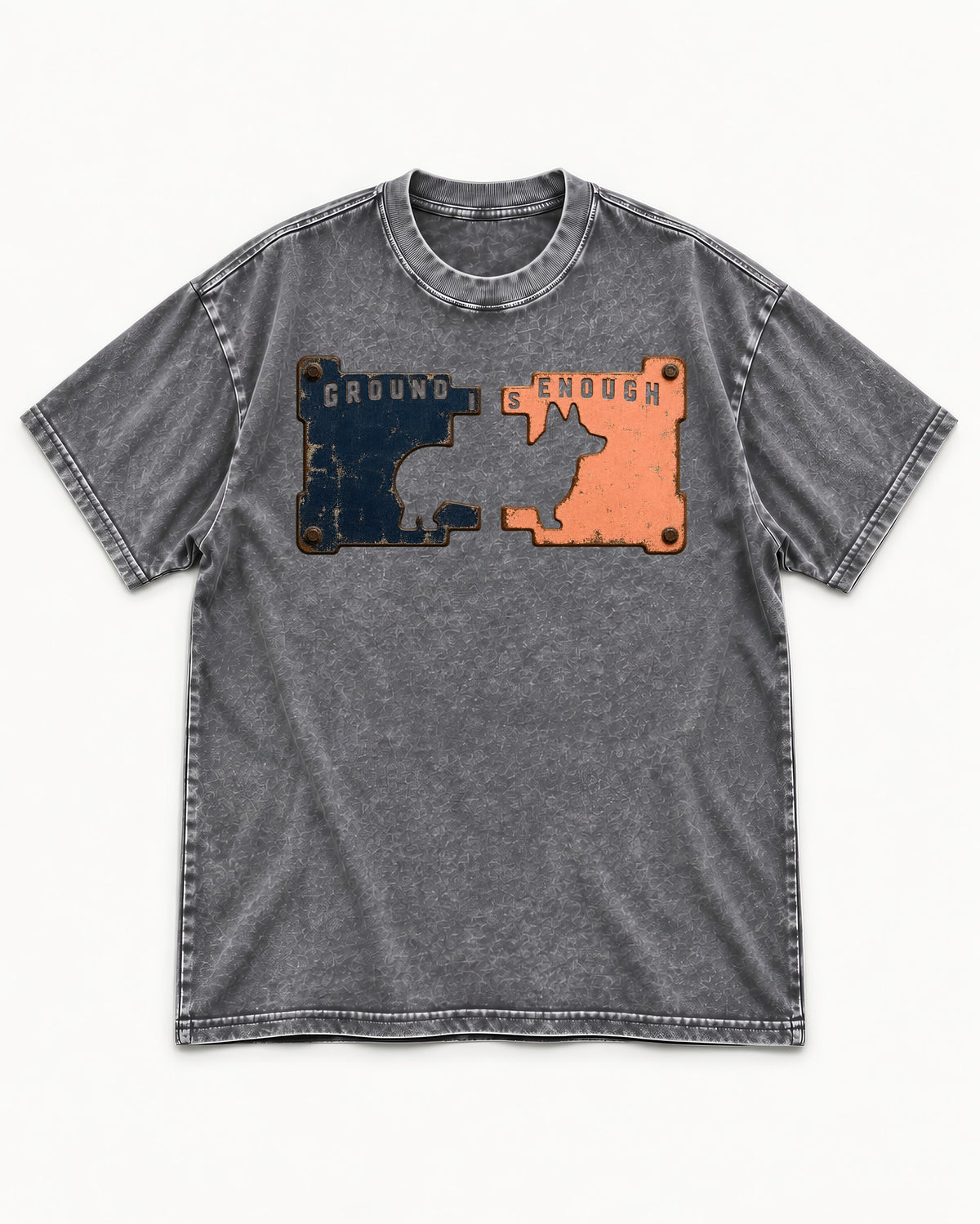 Corgi Is Enough Washed Tee in Gray, flat lay product photo