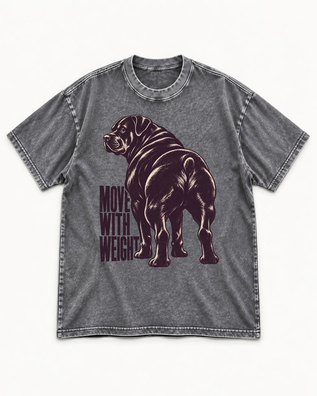 Rottweiler Moves with Weight Washed Tee in Gray, flat lay product photo