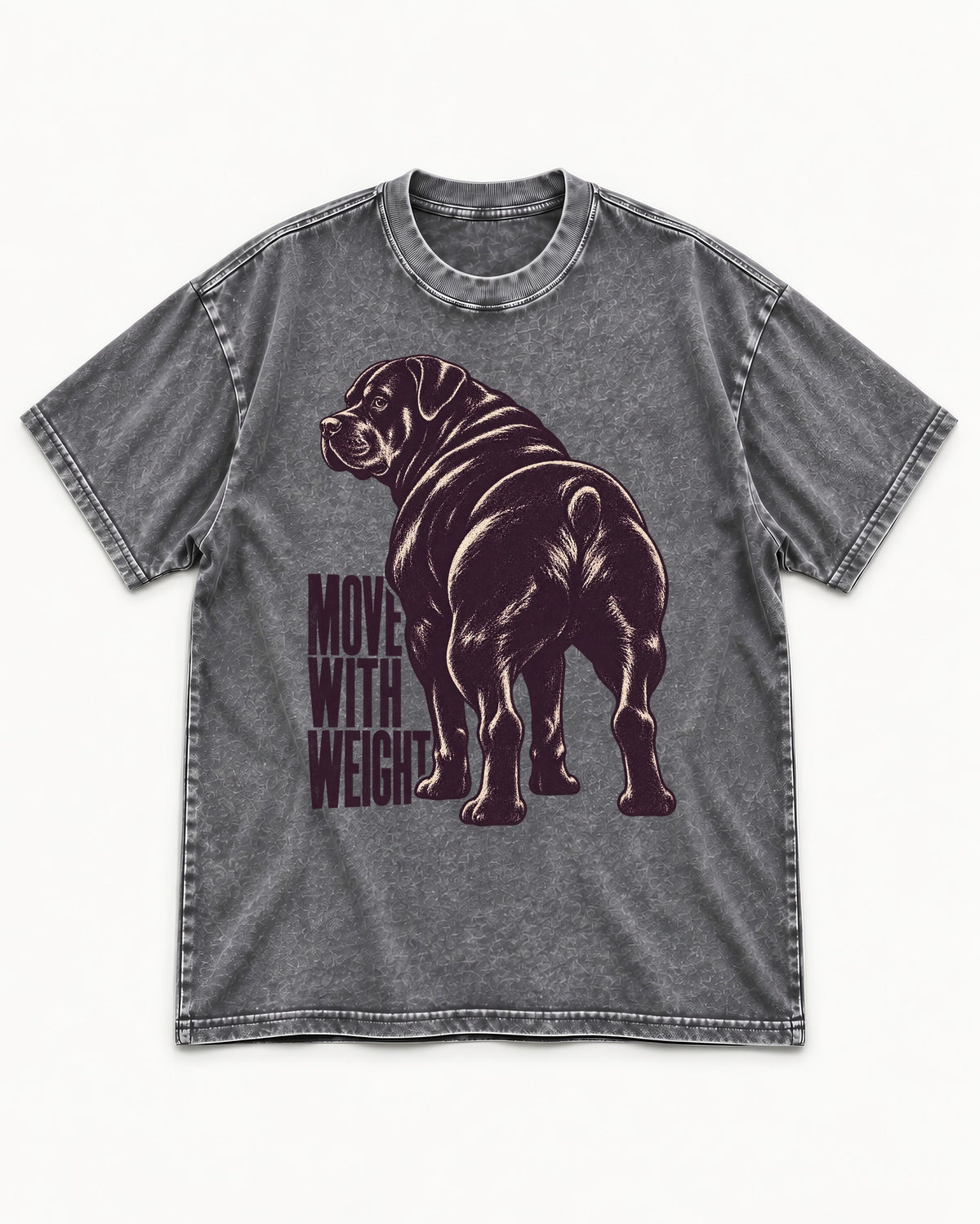 Rottweiler Moves with Weight Washed Tee in Gray, flat lay product photo