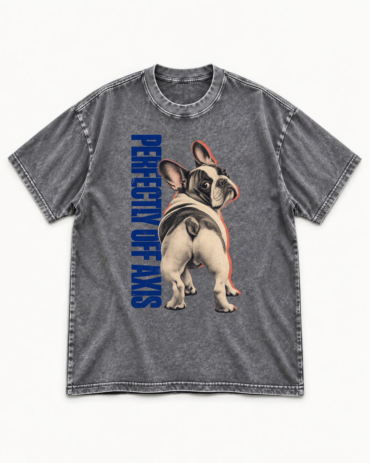 Perfectly Off Axis Frenchie Washed Tee in Gray, flat lay product photo