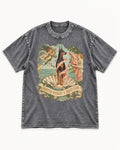 Doberman Arrived Without a Dress Code Renaissance Graphic Washed Tee in Gray, flat lay product photo