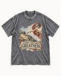 Pug Almost Touched Greatness Creation Parody Graphic Washed Tee in Gray, flat lay product photo