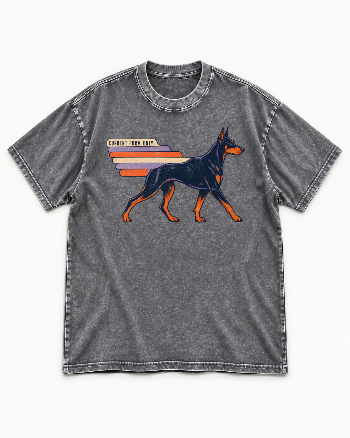Doberman Current Form Only Speed Bars Graphic Washed Tee in Gray, flat lay product photo