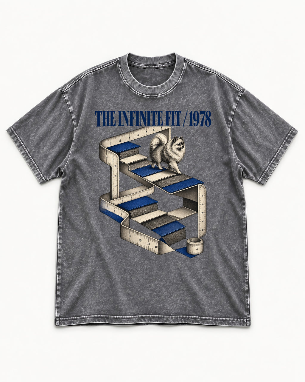 The Infinite Pomeranian Fit Washed Tee in Gray, flat lay product photo