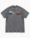 Dachshund Oh There You Are Ball Graphic Washed Tee in Gray, flat lay product photo