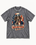 German Shorthaired Pointer You Have Been Selected For Better Ideas Uncle Sam Graphic Washed Tee in Gray, flat lay product photo