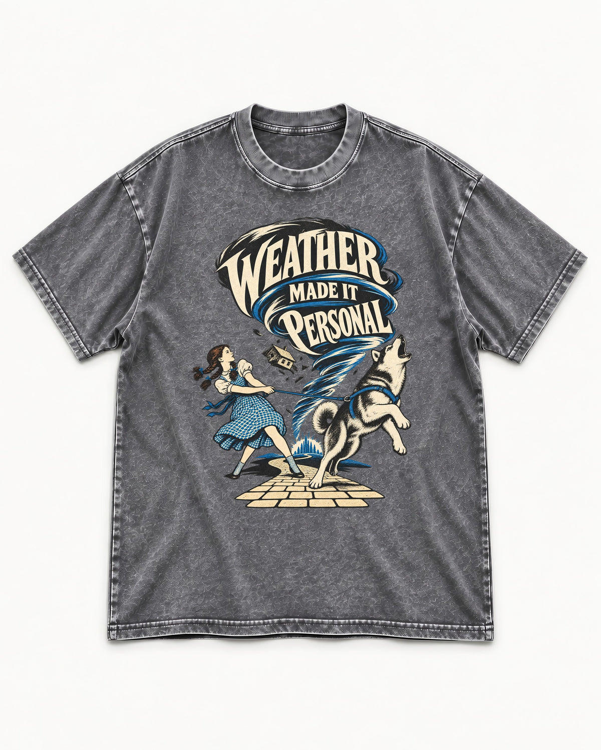 Husky Weather Made It Personal Washed Tee in Gray, flat lay product photo