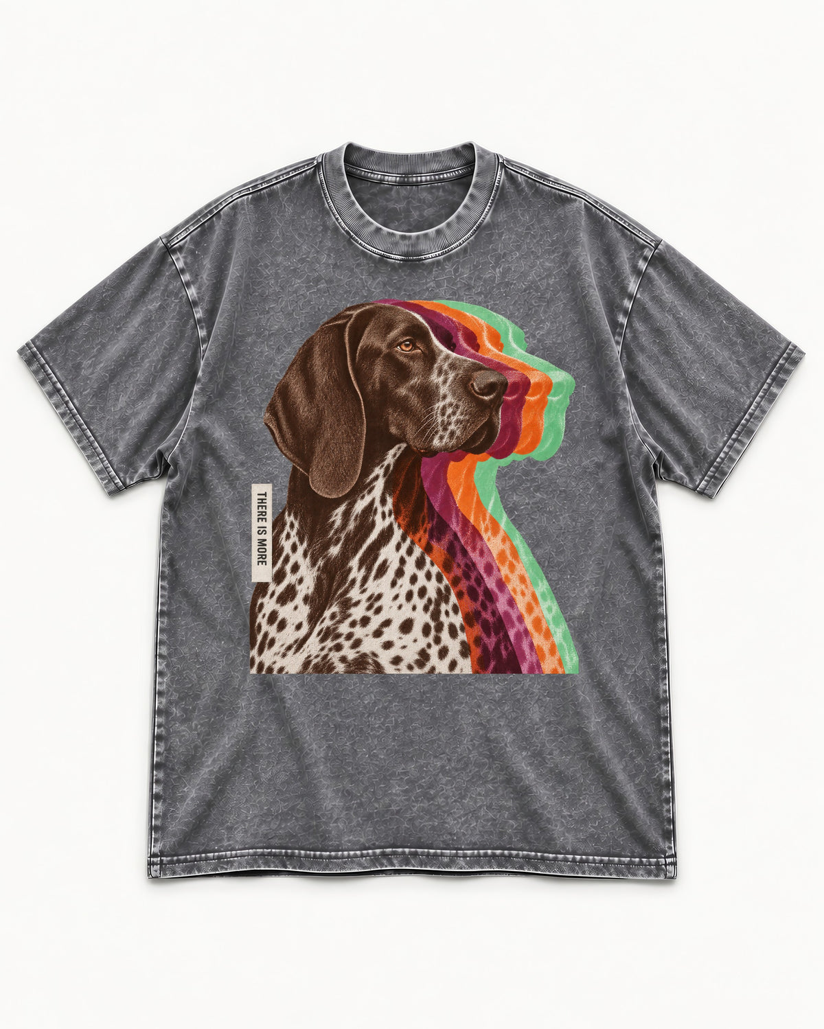 There Is More German Shorthaired Pointer Washed Tee in Gray, flat lay product photo