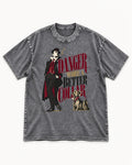 Yorkshire Terrier Danger Wore a Better Collar Art Deco Graphic Washed Tee in Gray, flat lay product photo