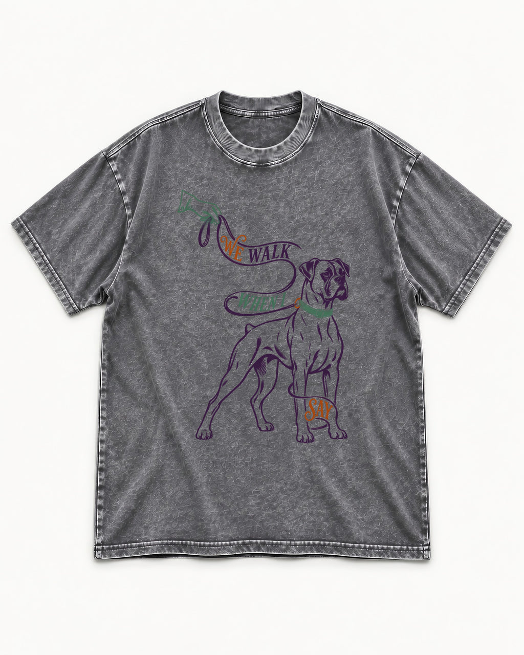 Boxer When I Say Washed Tee in Gray, flat lay product photo