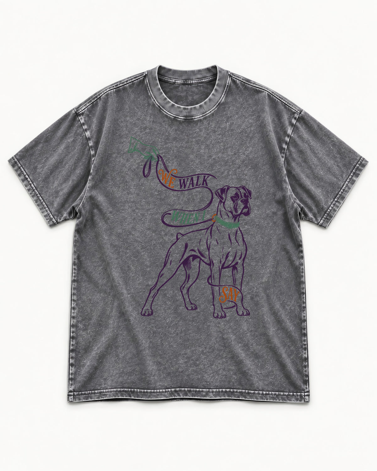 Boxer When I Say Washed Tee in Gray, flat lay product photo