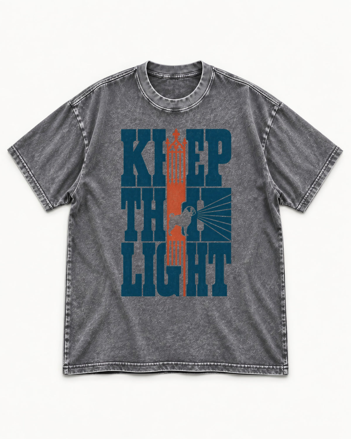 Keep the Pug Fight Washed Tee in Gray, flat lay product photo