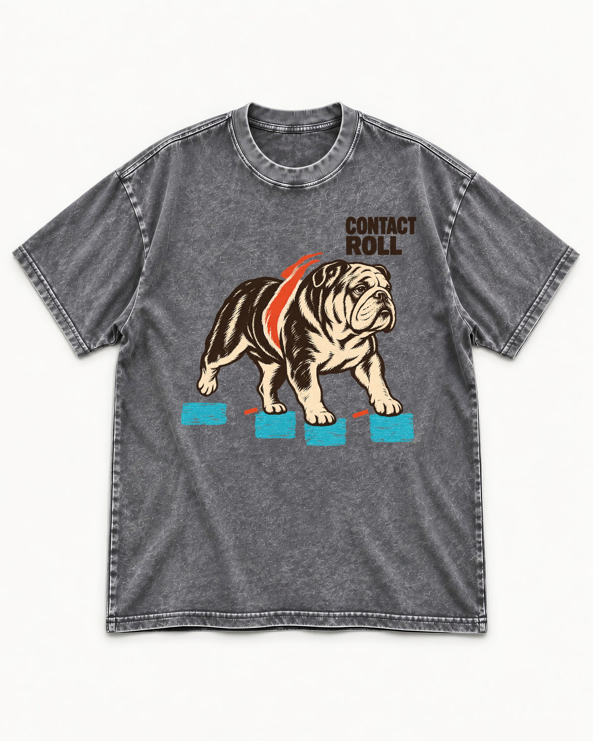 Contact Roll English Bulldog Washed Tee in Gray, flat lay product photo