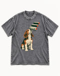 Raise The Sense Beagle Scent Hound Washed Tee in Gray, flat lay product photo