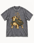 English Bulldog Change Keeper Coin Scarf Graphic Washed Tee in Gray, flat lay product photo