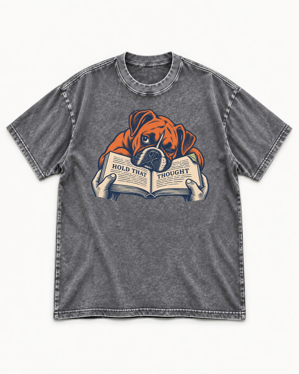 Boxer Hold That Thought Washed Tee in Gray, flat lay product photo