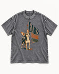 Chihuahua Ears Before Words Retro Typography Washed Tee in Gray, flat lay product photo