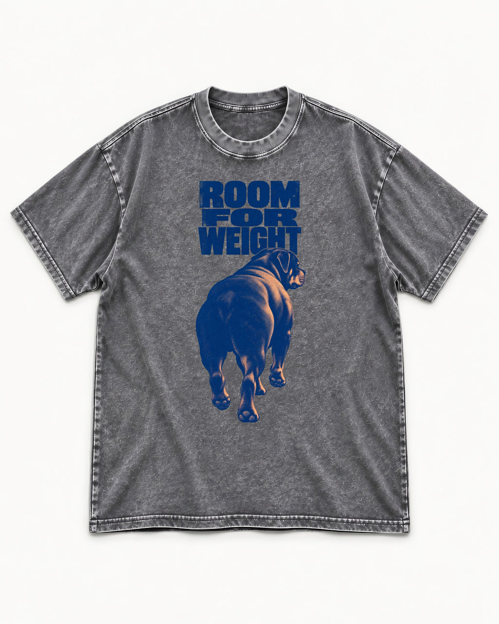 Room for Weight Rottweiler Washed Tee in Gray, flat lay product photo