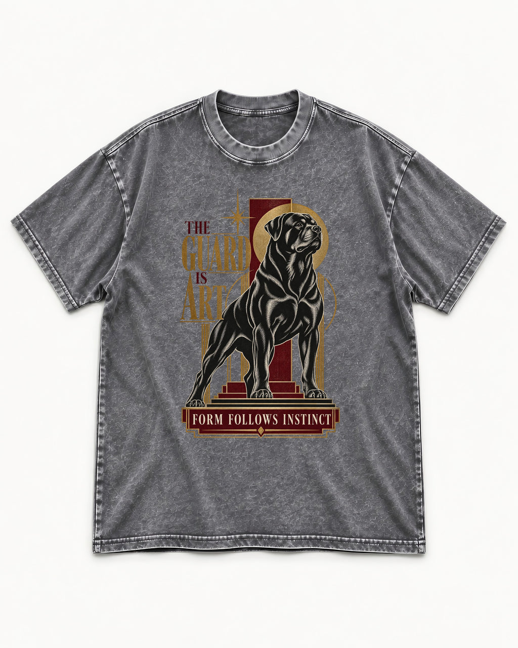 Rottweiler Form Follows Instinct Washed Tee in Gray, flat lay product photo